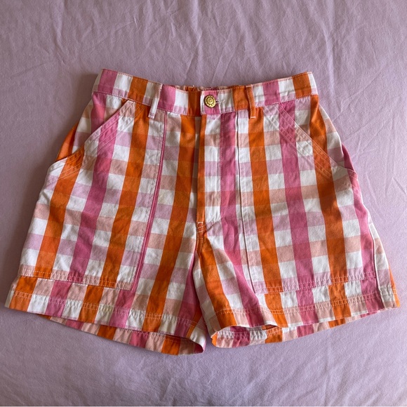 Big Bud Press Pants - Big Bud Press Pink and Orange Gingham Work Shorts